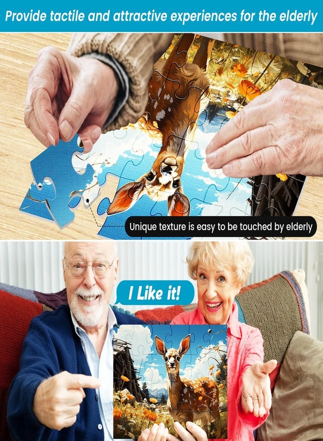 WSCXSC 6 Pack 24 Large Piece Puzzles for Seniors Puzzle Dementia Alzheimer's Products Activities Alzheimer's Jigsaw Puzzle Eagle Beach Deer Easy Puzzle Cognitive Games Gifts for Adult Elderly Seniors - Image 3